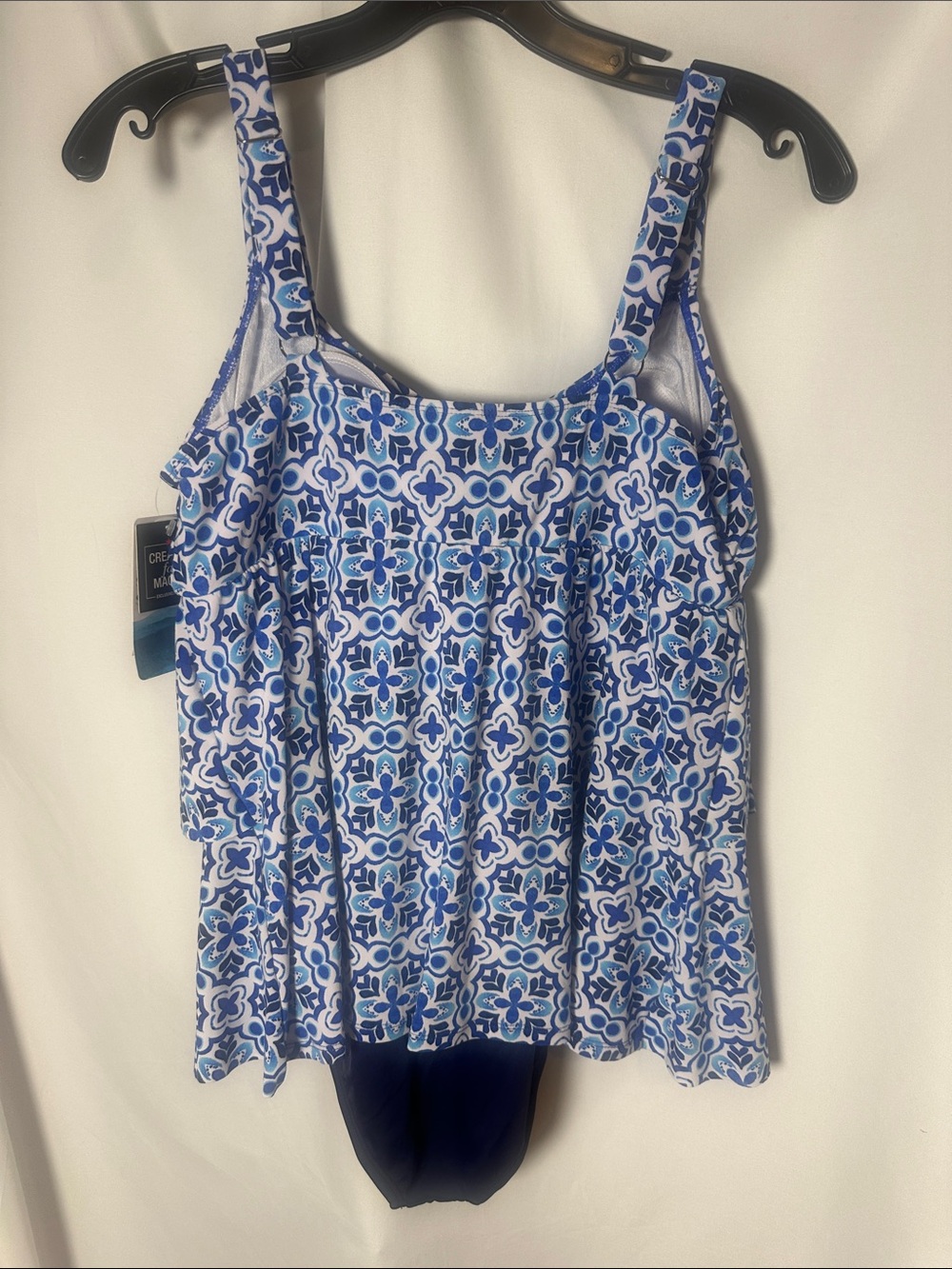 Swim Solutions Blue & White Pattern One-Piece Swimdress - Picture 9 of 13